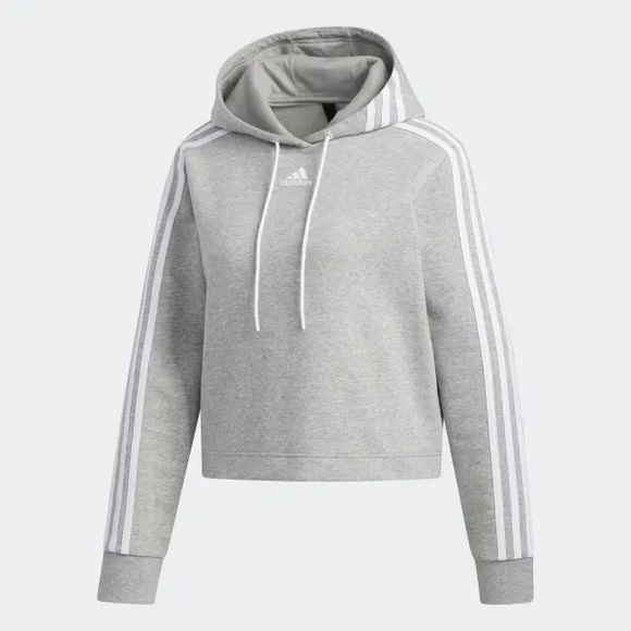 NWT ADIDAS Post Game Gray W PG 3S Cropped Hoodie FJ7845 XS